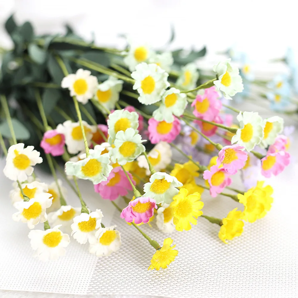Искусственные шелковые искусственные цветы маленькие ромашки свадебный букет
