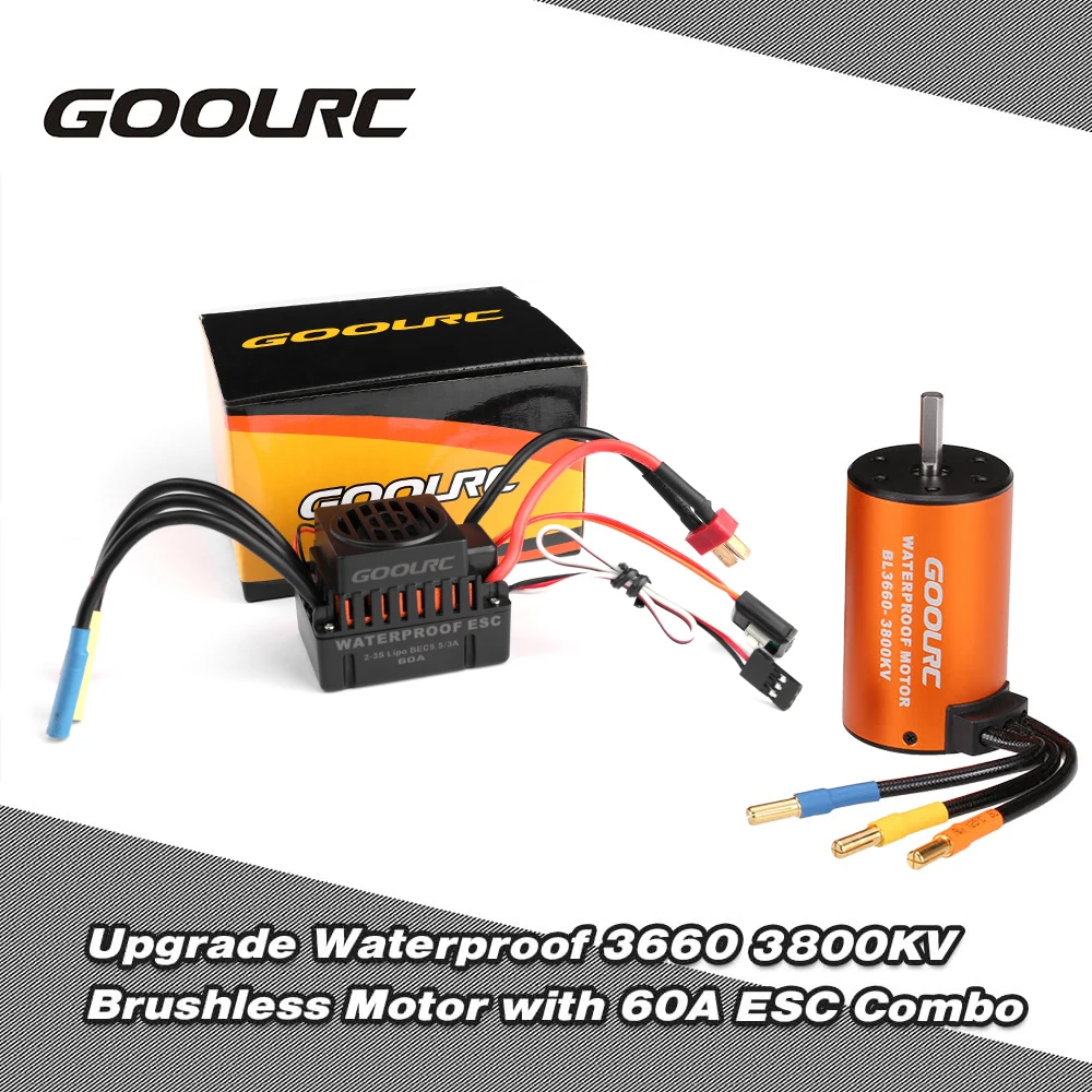 

3660 3800KV GoolRC обновленный водонепроницаемый бесщеточный мотор с 60A ESC комбо набор для 1/10 RC автомобильные аксессуары