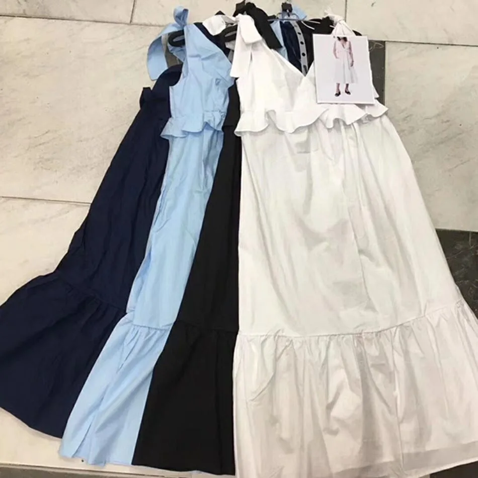 Летнее пляжное платье 2018 г. женские пикантные лук Туника рюшами Свободные