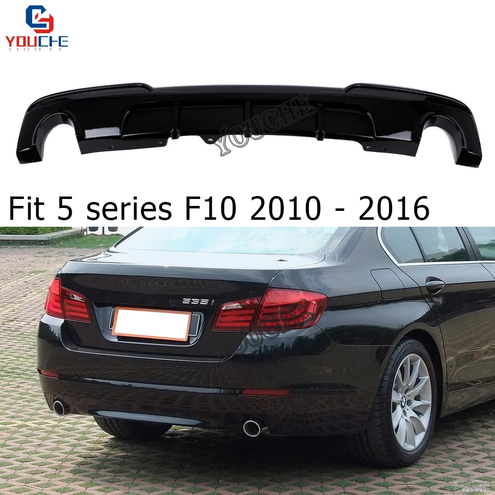 

Диффузор F10 5 серии для BMW F10 MP, спортивный седан 2010 - 2016 ABS 2 выход, задний диффузор для стайлинга автомобиля