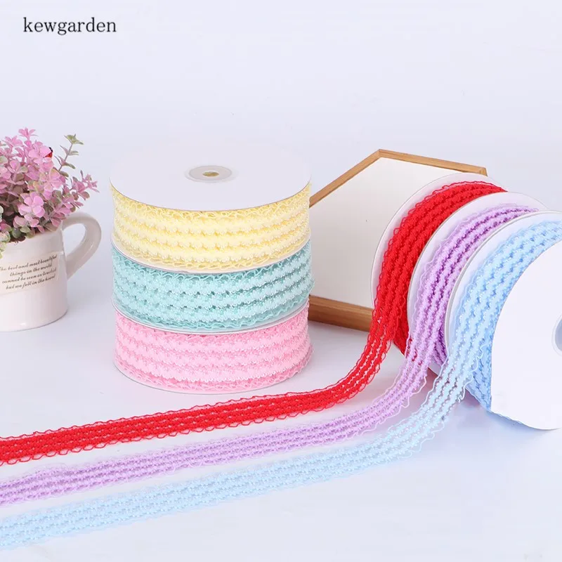 

Kewgarden Hollow Wavy Edge Elasticity Satin Ribbons 1" 35mm Handmade Tape DIY Bowknot Ribbon Headband Riband 10 Yards