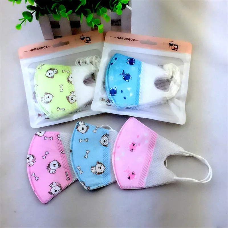 5 шт. Детские вертикальные складные нетканые маски от пыли PM2.5 аниме мультфильм