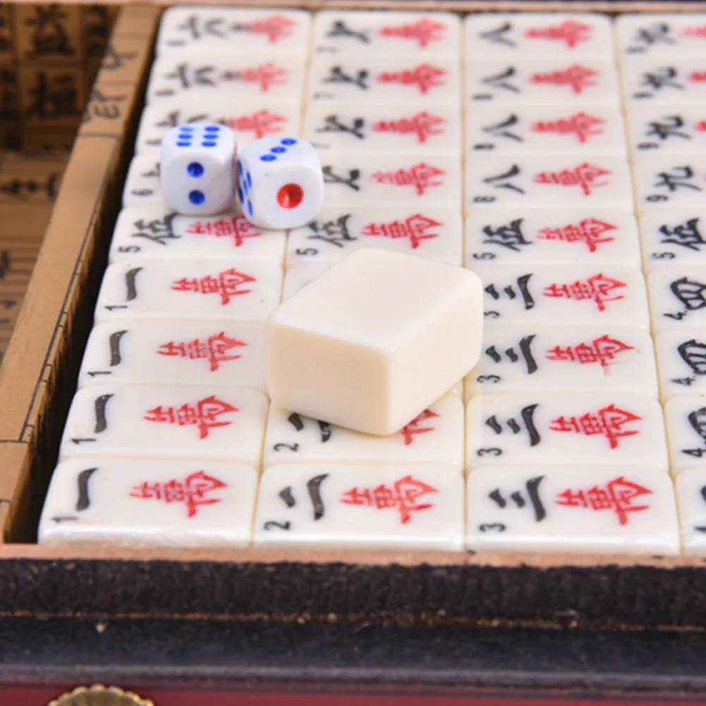 Английский маджонг высокое качество карточные игры 144 плитки Mah-Jong набор портативный винтажный маджонг редкая Китайская Игрушка Семейные игры вечерние подарки