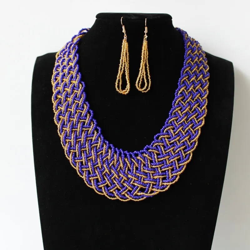 Ожерелье и серьги ручной работы в богемном стиле с бусинами|Ювелирные наборы| |