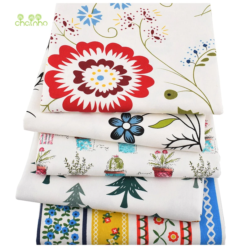 Chainho 5 шт./лот Цветочная серия Лоскутная Ткань хлопковая льняная ткань с принтом