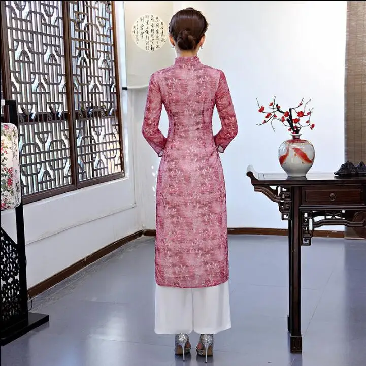Spring Vietnam Ao dai Chinese Cheongsams pants Women's suits Qipao Lace | Тематическая одежда и униформа