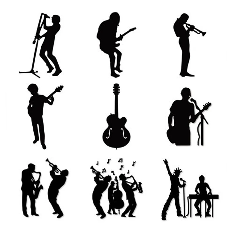 Металлические Вырубные штампы человек Играя Музыку силуэт сшитые DIY для