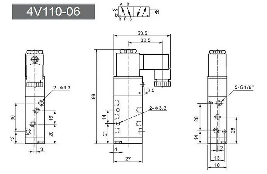 4V210-08 4v110-06 M5 пневматический соленоидный воздушный клапан 1/" 1/8" 3/" 1/2" дюймов 2/5 электромагнитный 4V310-10 12V 24V 110V 220V Airtac