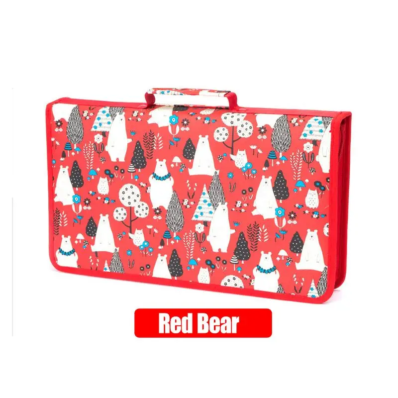Red Bear 216 Holes 216/168 слот сложенный Рисунок кисти пенал для карандашей Сумки Пенал школьный канцелярский кожаный мешок ребенок милый молния для художественных принадлежностей - Цвет: Red Bear 216 Holes