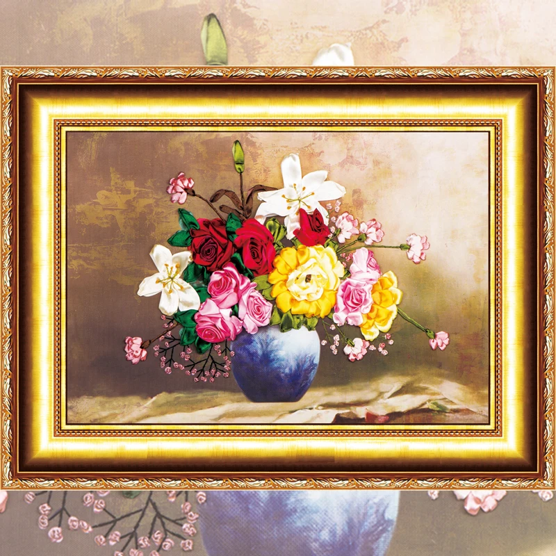 DIY Набор для вышивки лентами шелковая лента набор рукоделия крестиком 3D Живопись