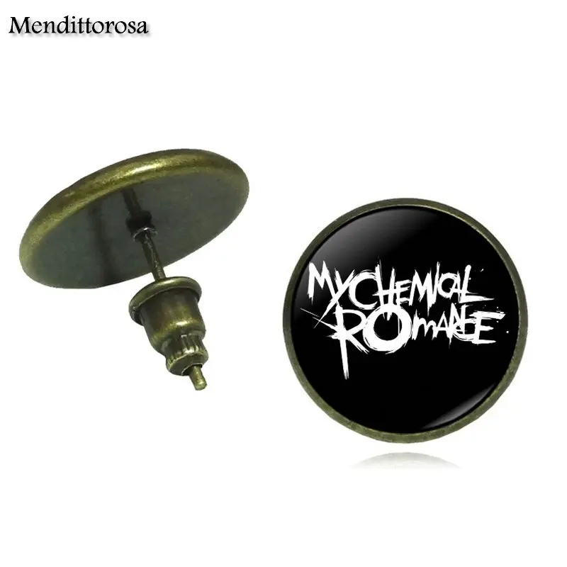 Mendittorosa надпись My Chemical романтические стеклянные серьги-гвоздики из