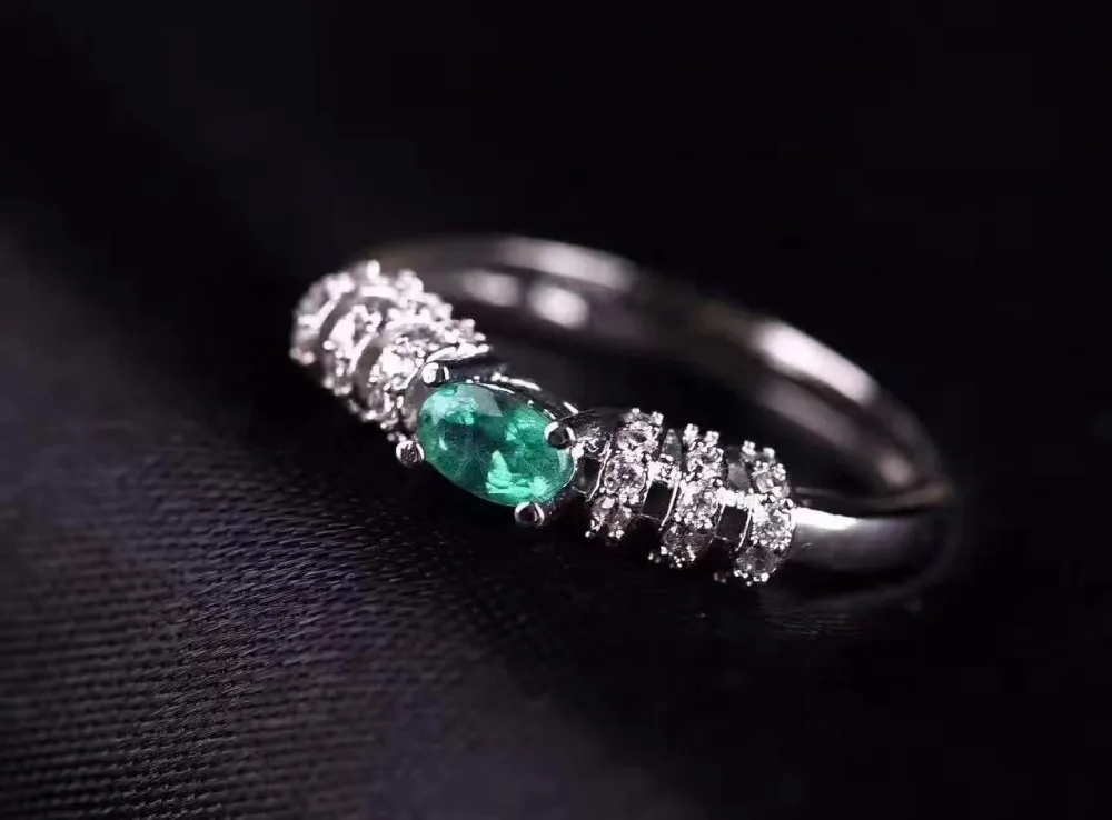 Natural Colombia emerald Ring s925 sterling silver 3*5mm green gemstone elegant fine Jewelry for women | Украшения и аксессуары
