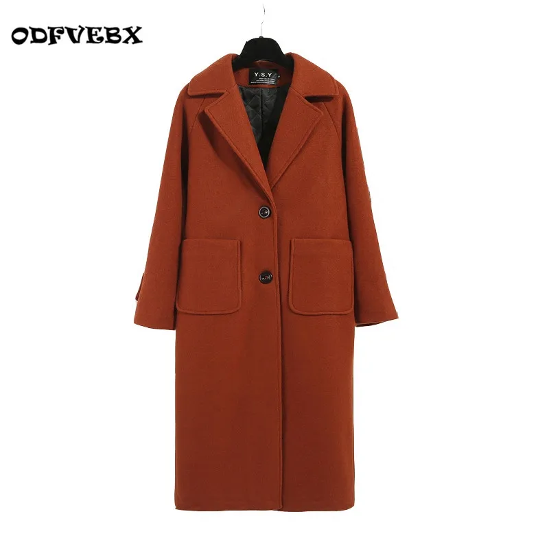 Брендовое шерстяное пальто женская зимняя свободная ветровка средней длины с