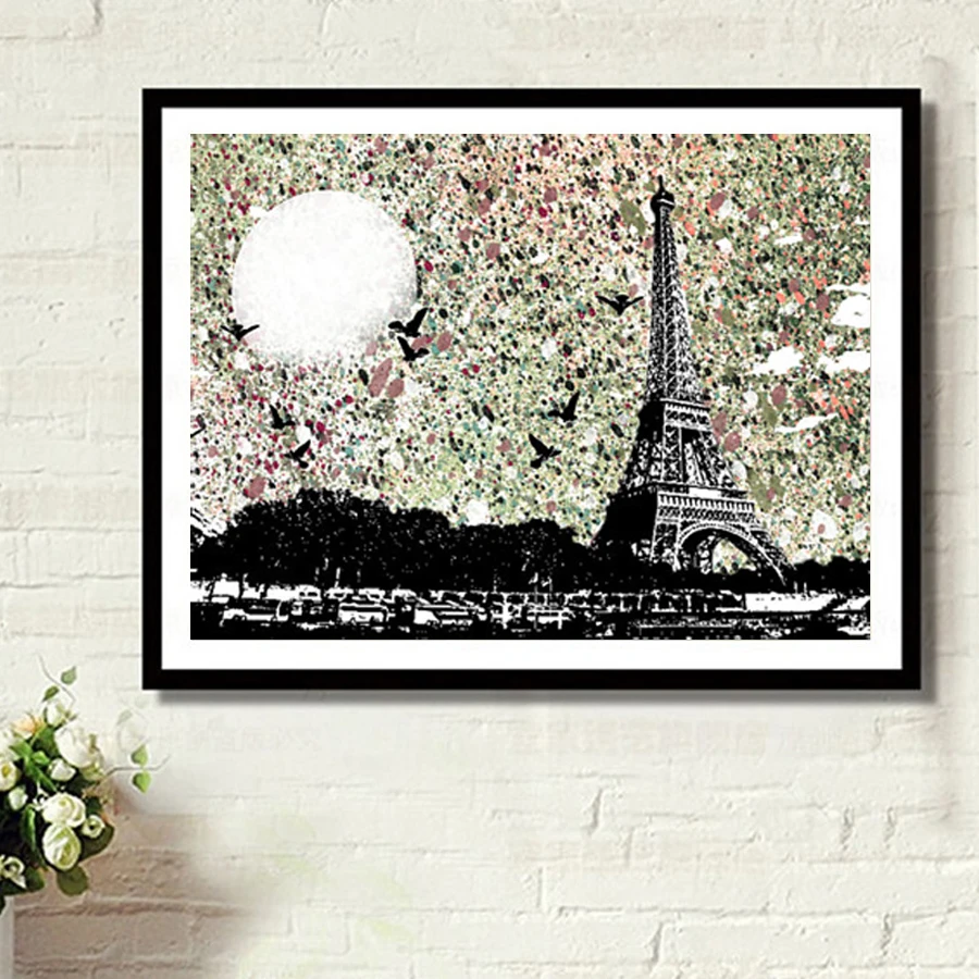 Лондон Нью Йорк Eifel Tower painting полностью квадратная Алмазная картина вышивка