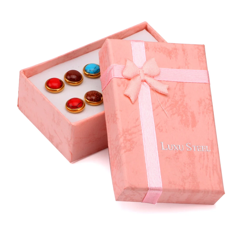 Серьги гвоздики LUXUKISSKIDS из нержавеющей стали 316L с опалом наборы рождественских
