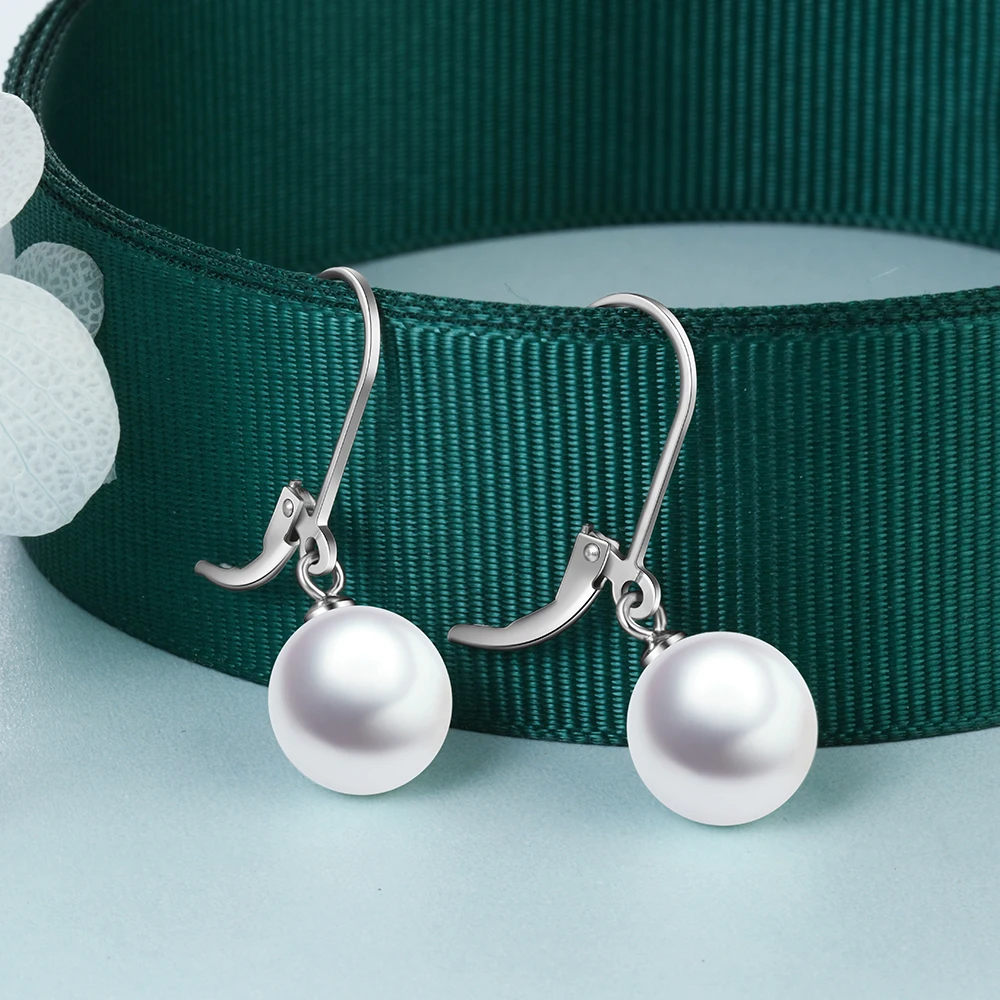 Женские серьги кольца элегантные жемчужные из стерлингового серебра 925 пробы