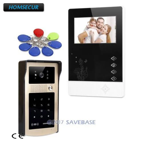 HOMSECUR 4 3 дюймов видеодомофон система вызова с наружное наблюдение для домашней