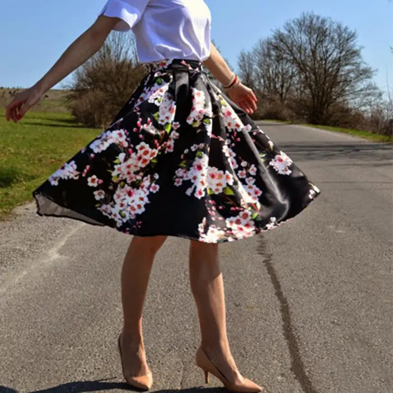 Женская винтажная юбка в стиле Одри Хепберн пышная средней длины с высокой