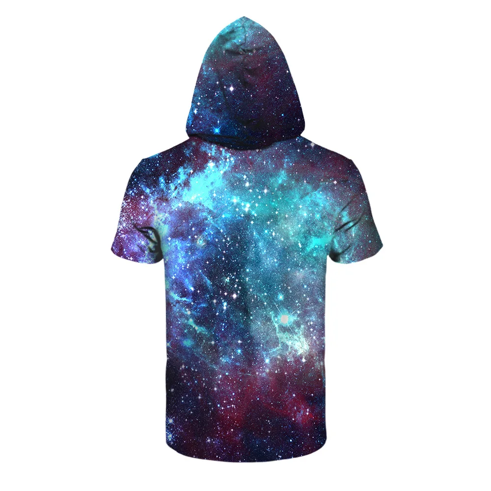 Мода 2017 г. футболка Для мужчин пространство Galaxy Отпечатано 3D Летняя с капюшоном