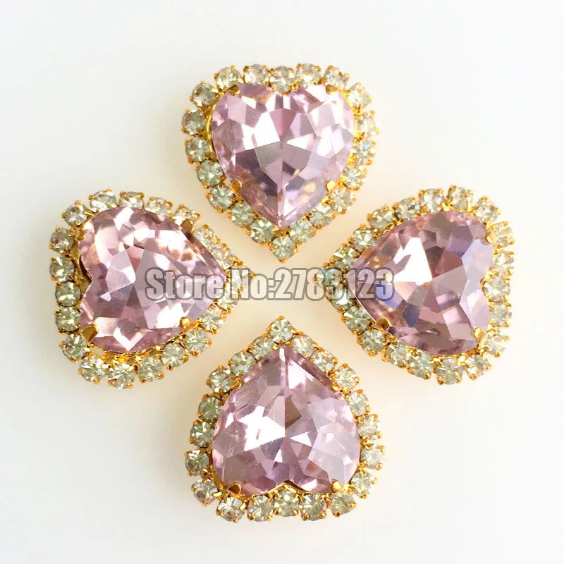 Розовая кристаллическая пряжка в форме сердца 12 мм 10 шт./20 шт.|sew on rhinestone|sew onsew glass |