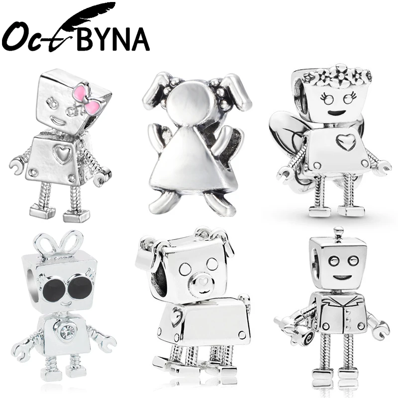 Octbyna Европейский робот цветок фея Белла DIY бисера Подходит Pandora амулеты браслет