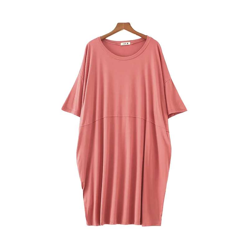 Женское свободное платье летнее из модала на 100 кг мягкая тонкая хлопковая ночная