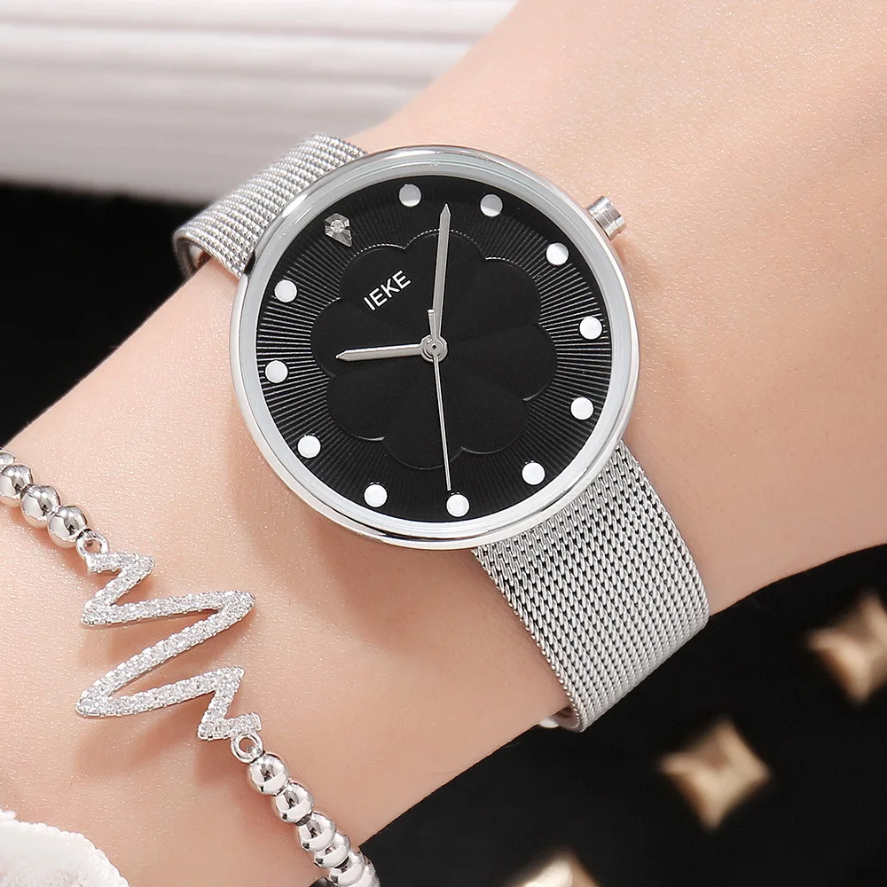 IEKE Women Watches Ladies Flower Watch Luxury Rose Gold Stainless Steel Wristwatches Quartz Waterproof Woman Clocks montre femme | Наручные