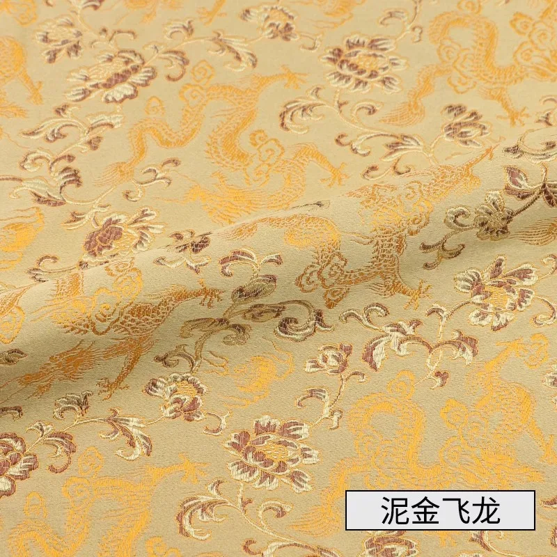 Golden dragon Width 150cm Chinese Red Tang Suit Cheongsam Sheet Cloth Silk Like Damask Jacquard Brocade Metallic Fabric - Цвет: Golden dragon