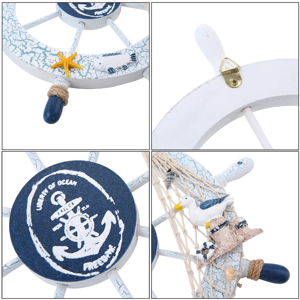 Домашний океан море моряк Декор расписанный морской деревянный корабль колесо