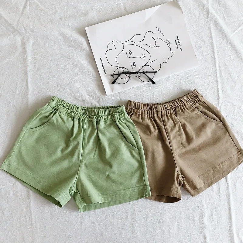 Летние новые детские шорты однотонные повседневные короткие брюки для маленьких