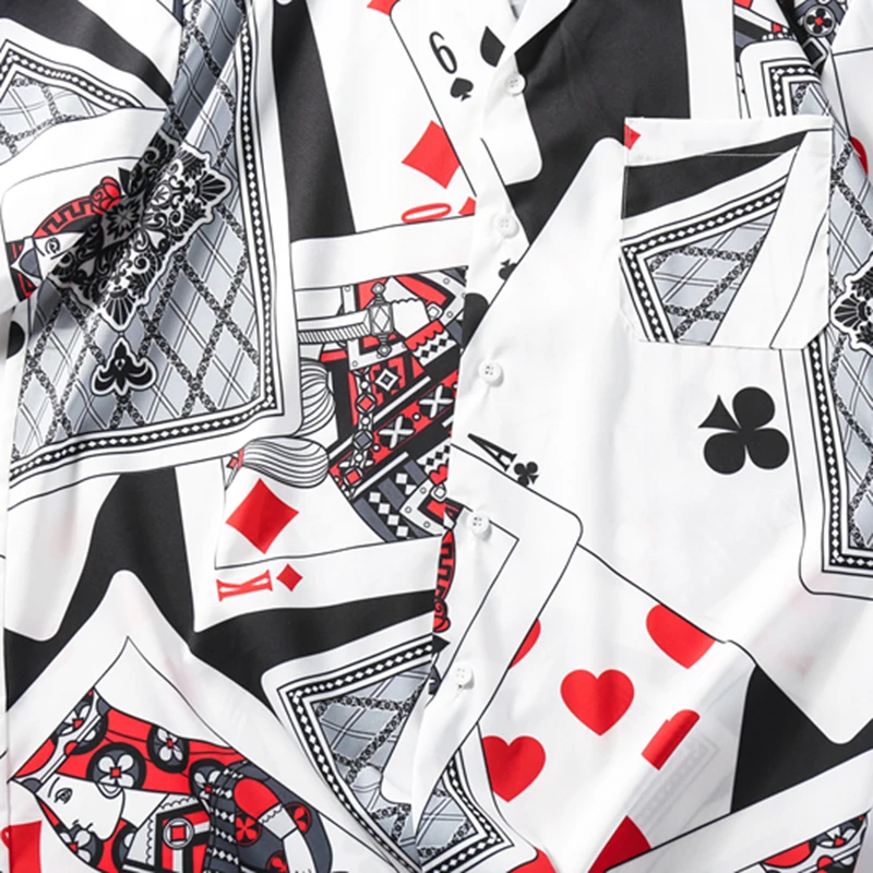 AELFRIC Kings Card, 3d принт, модные, короткий рукав, лето, Harajuku, рубашки, Новое поступление, хип-хоп, скейтборды, уличная рубашка