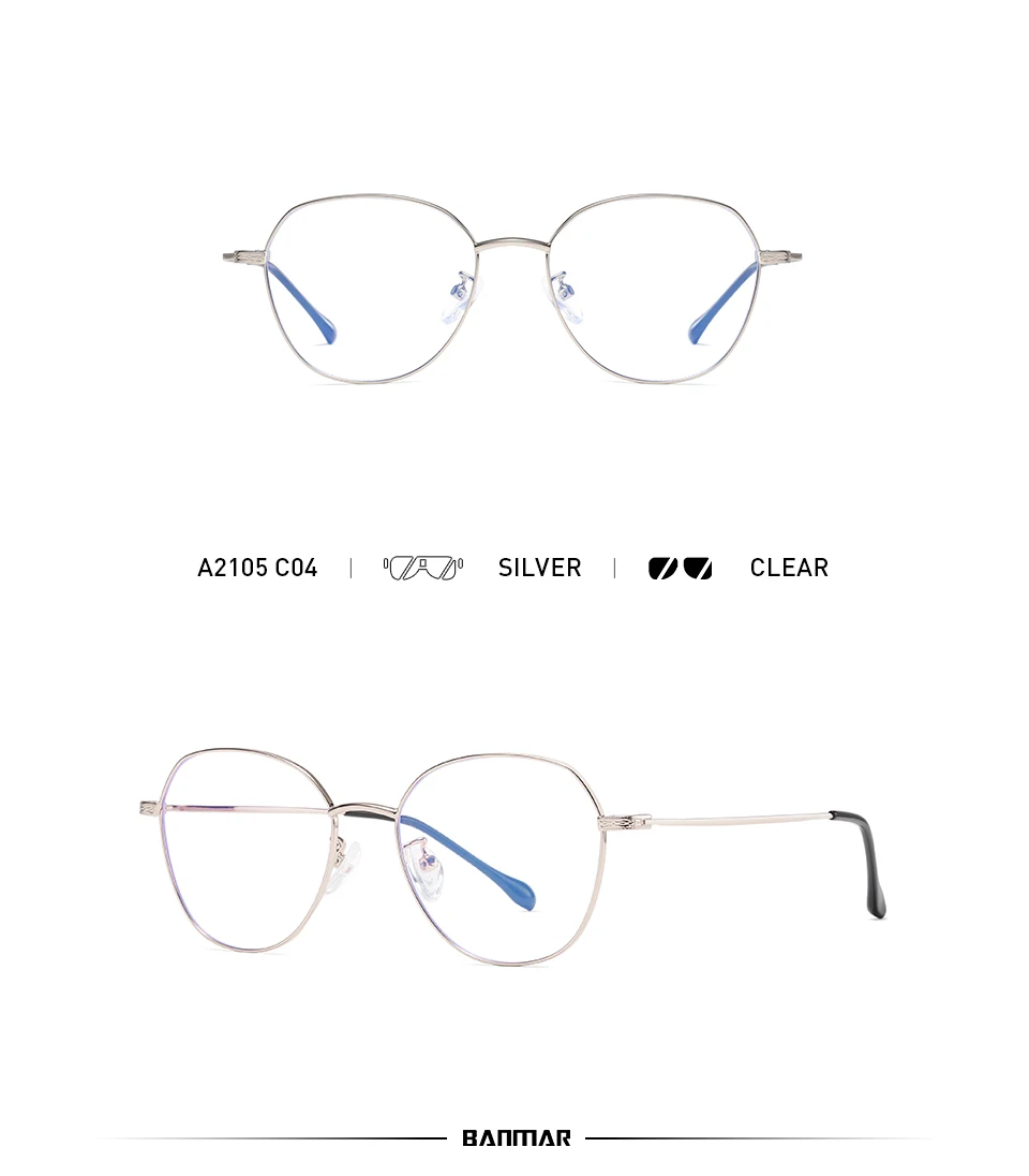 BANMAR Blue Light Blocking Glasses Unisex Round Computer Reading Glasses Readers Anti Glare Eyeglasses Blue Ray Glasses A2105