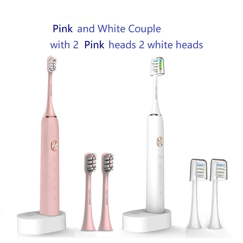 pink white add head SOOCAS X3 SOOCARE электрическая звуковая зубная щетка для Xiaomi зубная щетка 4 режима интеллектуальное управление ультра звуковая автоматическая зубная щетка чистая - Цвет: pink white add head