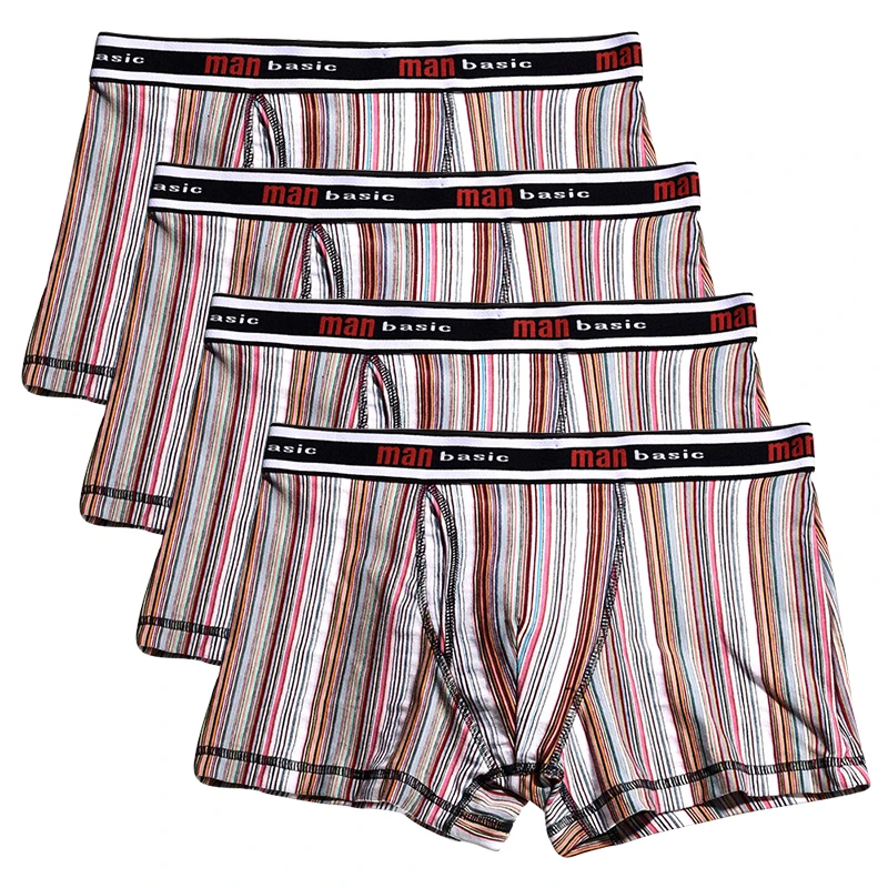 

4Pcs/lot Cotton Men Boxers Striped Underwear Hombres Boxeador Shorts Boxer Ropa interior Breathable Fashion U858