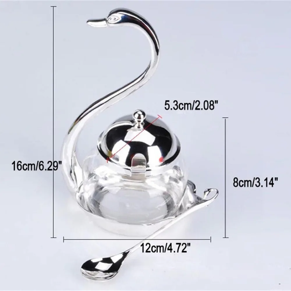 Лебедь из нержавеющей стали банки для сахара меда блюдо банка соли и перца