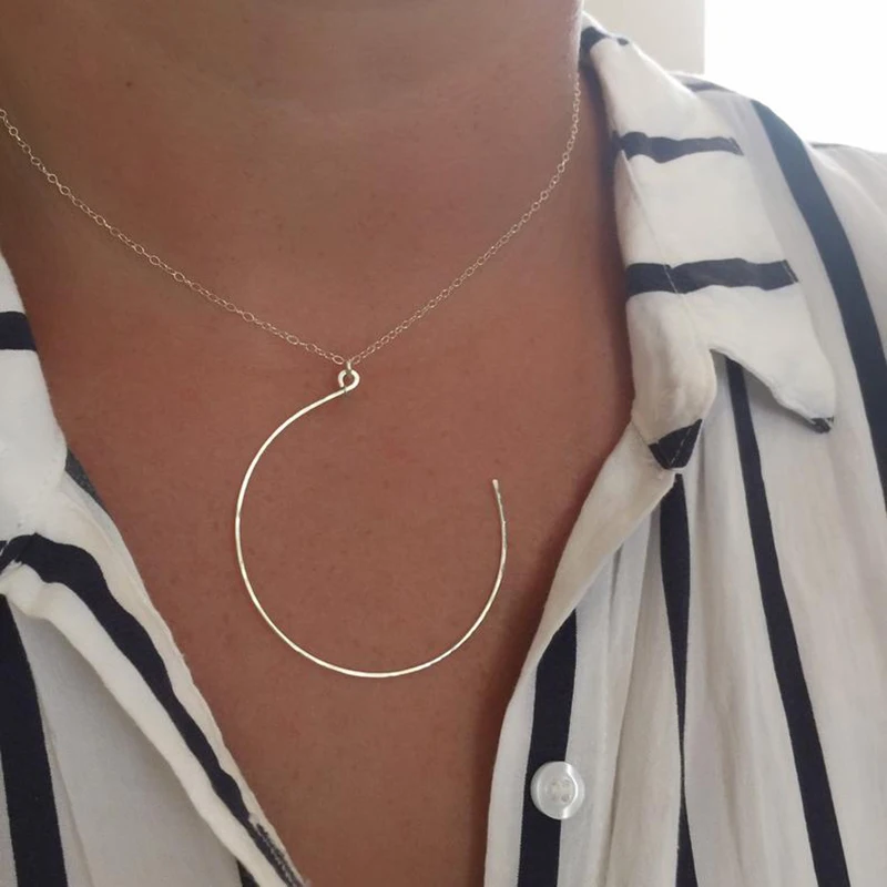 Ожерелье с большой луной золотистый чокер ручной работы позолоченный кулон из