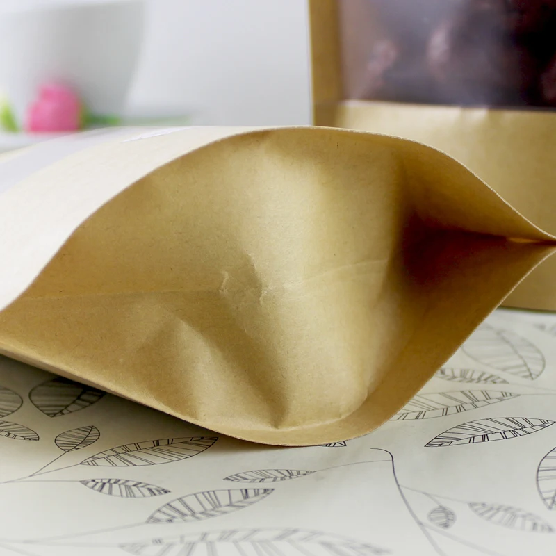 100 шт. пакеты из крафт-бумаги на молнии с окошком вечерние подарочные для чая