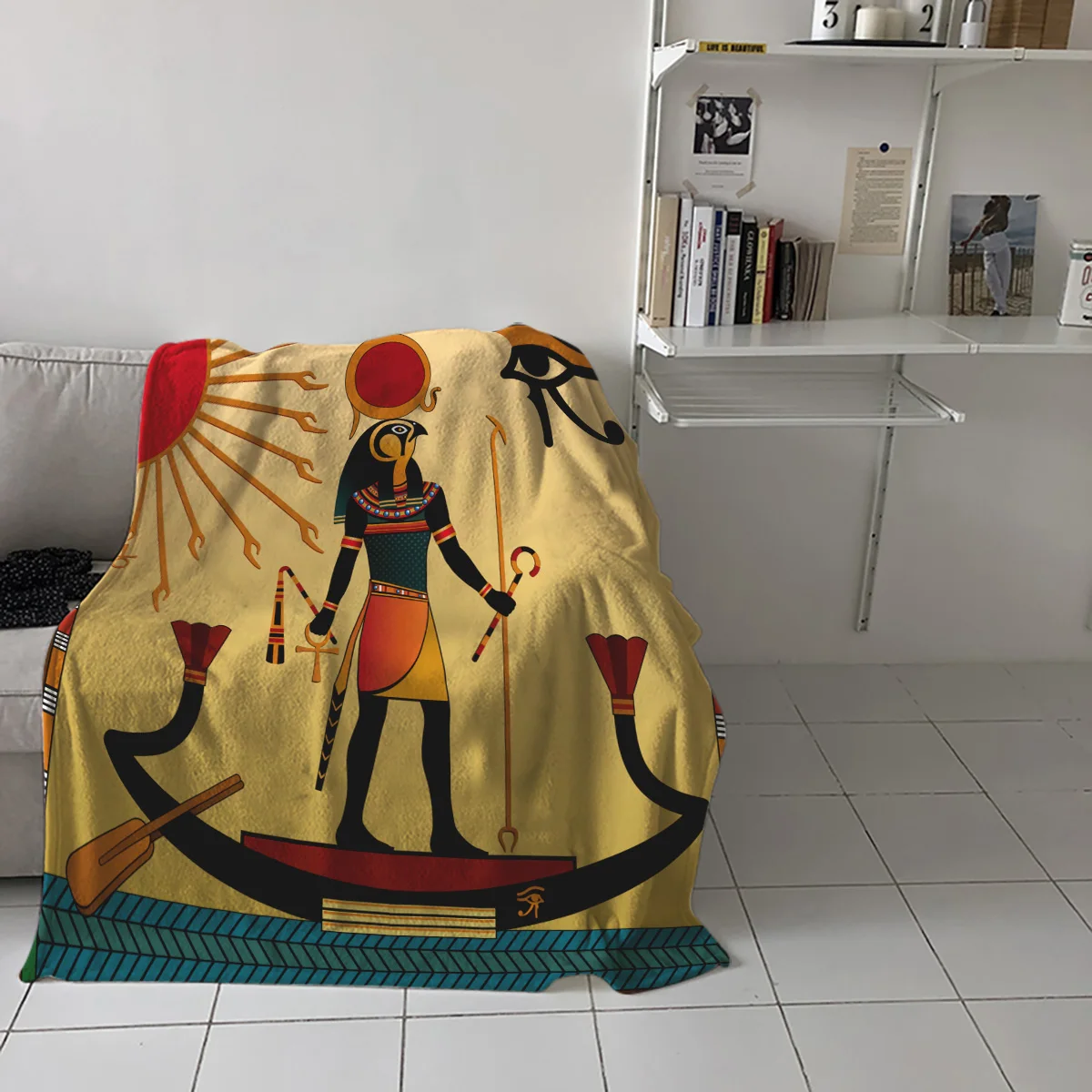 Egypt Hieroglyph Ancient Religion Sun Eyes Throw Blanket Soft Warm Microfiber Flannel | Дом и сад