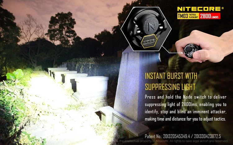 NITECORE TM03 2800 люмен 4xcree XHP70 светодиодный тактический фонарь+ Перезаряжаемые Батарея для кемпинга, охоты, рыбалки восхождение лампа