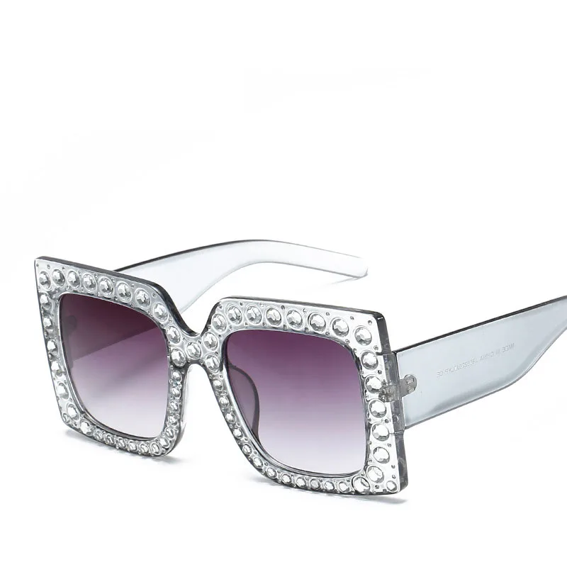 Роскошные квадратные солнцезащитные очки с бриллиантами Женские брендовые