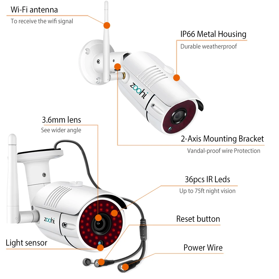Zoohi 4CH 1080 P видеокамера с Wi Fi Системы открытый Водонепроницаемый Ночное видение