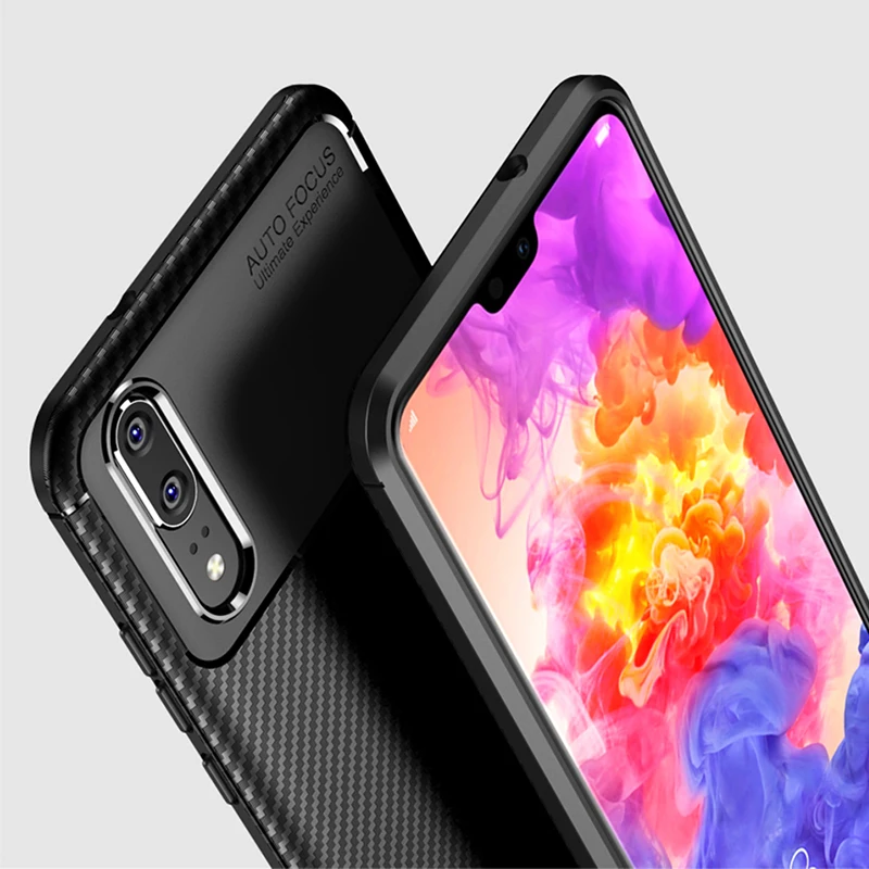 MAKAVO чехлы из углеродного волокна для Huawei P20 Lite чехол Мягкий матовый ТПУ