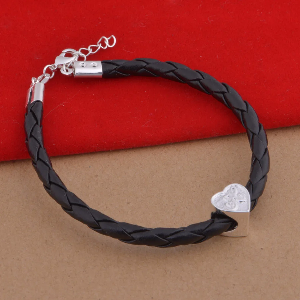 Новый Модный женский браслет HIJKLMN с черным веревочным сердечком и надписью