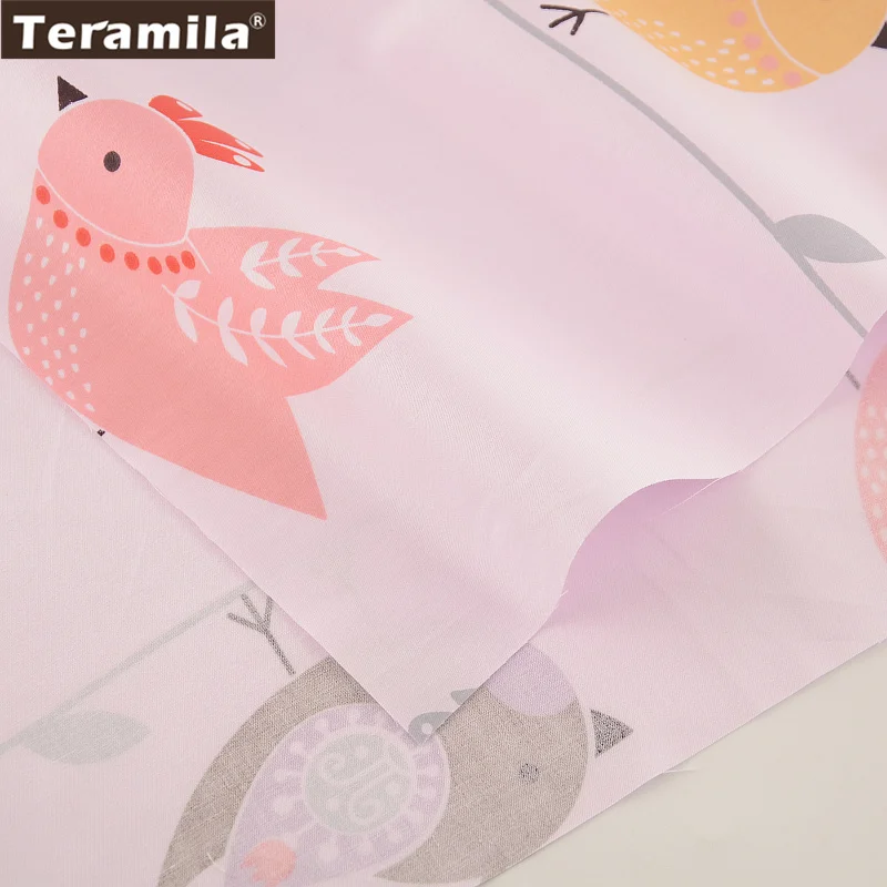 100% Cotton Fabric Pink Cute Birds Designs Twill Fat Quarter Home Textile TERAMILA Material Bed Sheet Patchwork Quilting Tecido | Дом и сад
