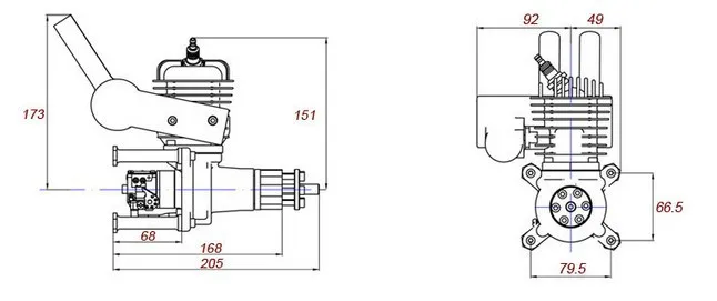 CRRCpro GP50R 50cc газовый двигатель/бензиновый двигатель для самолета RC с карбюратором