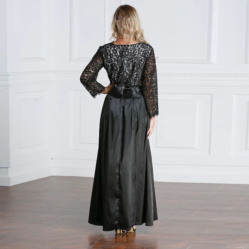 Большие размеры s сексуальное кружевное спереди цветочное вышитое макси платье