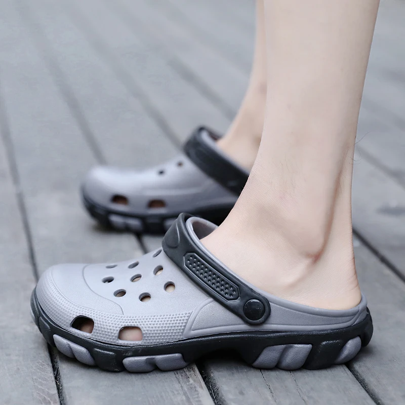 Мужские сандалии с отверстиями DUDELI светло коричневые пляжные дышащие закрытым