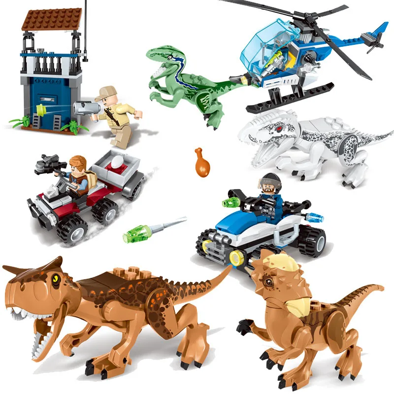 Совместимый мир Юрского Периода Динозавры игрушки T-Rex строительные блоки кирпичи игрушки для детей