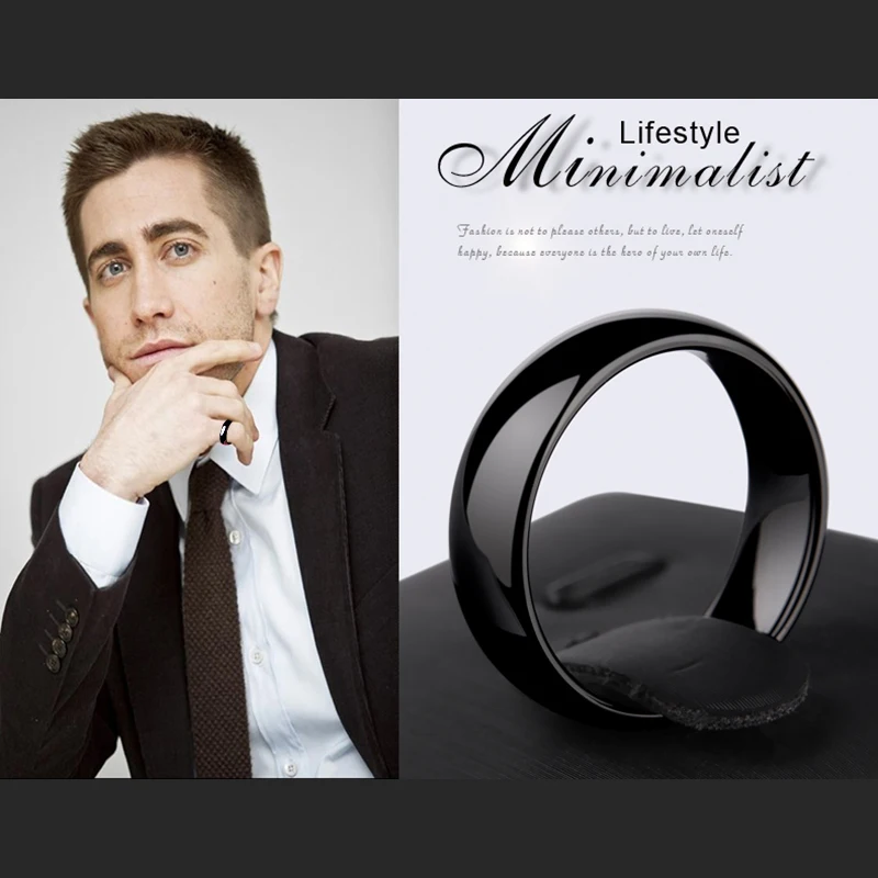 Женское кольцо на День святого Валентина натуральное керамическое 3 мм 6 черное