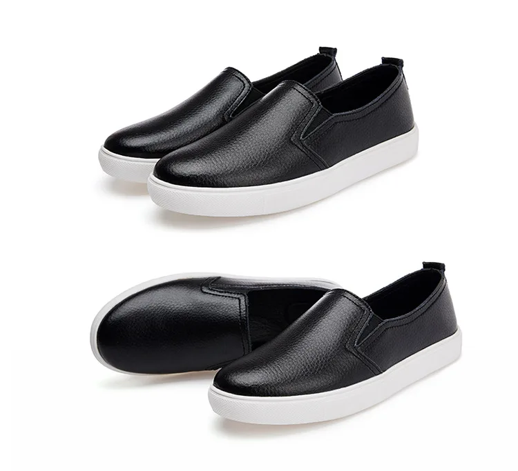 New Style Spring Casual Flat Shoes Women Loafers Solid Color Black Slip-On Flats PU Leather Sneakers | Обувь